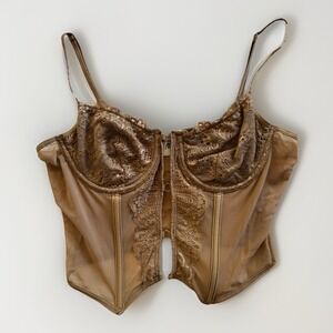 Princess Polly Corset Top Brown Sheer Size S / M
